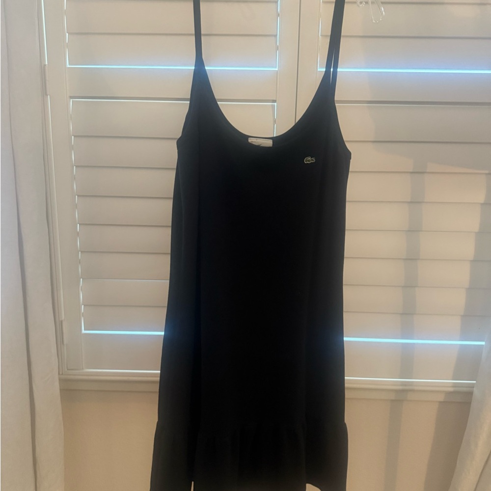 Lacoste Black Spaghetti Strap Tennis Dress with Green Lacoste Logo